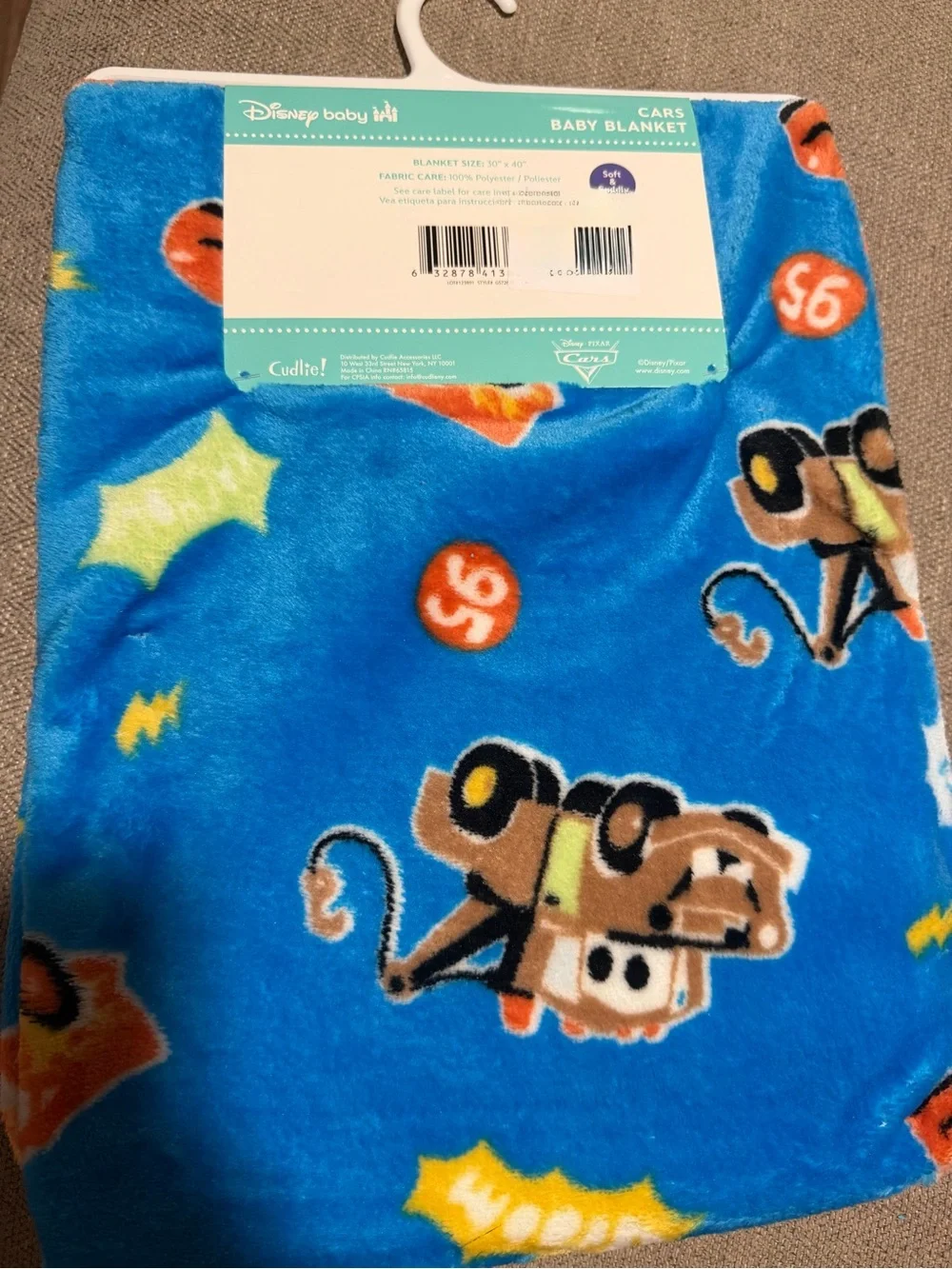 Disney Cars Blue Plush Baby Blanket